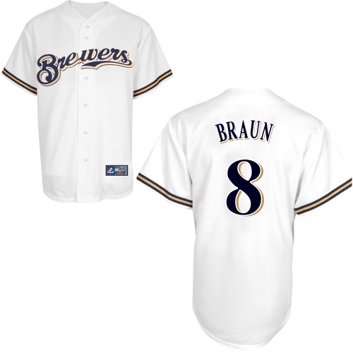 Ryan Braun #8 Youth Baseball Jersey-Milwaukee Brewers Authentic Home White Cool Base MLB Jersey